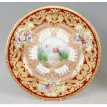 A Lynton Porcelain Company cabinet plate, the central ground decorated with a pink flamingo by