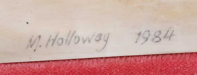 Milwyn Holloway - Highland cattle in a misty landscape, polychrome enamel porcelain plaque, signed - Image 3 of 4