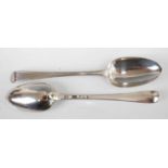 A pair of George III silver tablespoons, each in the beaded Old English pattern, with monogrammed