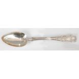 A George III Irish silver stuffing spoon, in the Kings pattern, the terminal engraved with the red