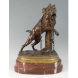 Prosper Lecourtier (French 1855-1924) - Prenez Garde au Chien, bronze of a bull mastiff tethered