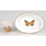 A Royal Worcester porcelain pin tray, decorated with a butterfly by Milwyn Holloway, entitled