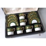Two cased sets of six Spode bone china coffee cans and saucers, pattern No.Y7389, each with