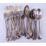 A George V silver part cutlery suite, in the Hanoverian pattern, comprising twelve table forks,