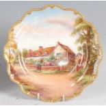 A Royal Worcester porcelain cabinet plate, decorated by Raymond Rushton with a scene of Mary Arden's