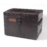 A Victorian ebonised oak and iron-bound fitted silver chest by Dobson & Sons Goldsmiths &