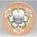 A Lynton Porcelain Company cabinet plate, the central ground decorated with a scene of St Paul's