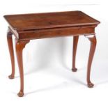 A George III and later mahogany silver table, the dished top having pinched corners, over a later