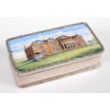 A Garrard & Co silver snuff box commemorating the Royal & Ancient Golf Club of St Andrews, the