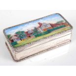 A Garrard & Co silver snuff box commemorating the Royal St Georges Golf Club, the hinged cover