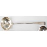 A George III silver soup ladle, in the Old English pattern, 5.3oz, maker John West, London 1818,