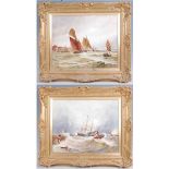 Attributed to Edward Salter (1860-1902) (ex-Royal Worcester) - Pair; Seascapes after Thomas Bush