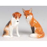 A Royal Worcester porcelain fox, model No.2993, black backstamp, h.18.5cm; together with a Royal