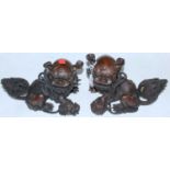 A pair of bronzed temple dogs, height 19cmCondition report: no faults