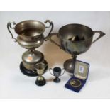 A silver plated twin handled trophy cup for the Halstead & District Wildfowl and Gun Club;