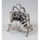 A Victorian style silver plated warming dish, the dual hinged lid of scalloped shape with pierced