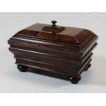 A William IV mahogany and rosewood crossbanded table casket, of sarcophagus form, having removable
