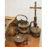 A collection of metalwares, to include a Victorian copper range kettle (8)