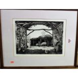 Alfred Blundell (1883-1968) - Reeves Barn, Hawstead, etching, signed, titled and numbered 10/75 in