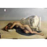 S.P. Robert - Female nude, oil on canvas, signed and dated '48 lower right, 73 x 116cm Frame loose