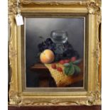 Brian Davies (1942-2014) - Still life with fruit, oil on canvas, signed lower right, 30 x 25cm