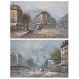 Caroline Burnett - Pair; Parisian street scenes, one being a study of the Champs-Élysées, each oil