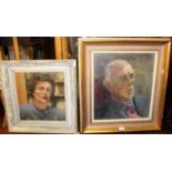 Winifred Billingham - Self portrait, oil on mill board, 30 x 28cm; and one other by the artist (2)