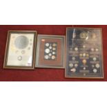A framed set of King George V coins, from crown to farthing; together with a 1965 coin set of
