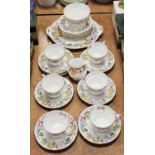 A Shelley bone china six-place setting part tea service, in the Spring Bouquet pattern, No.