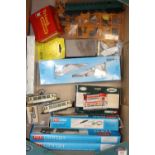 A collection of model railway items to include a Triang R61 signal box, a Corgi 36710 Sunderland