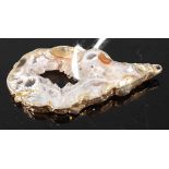 A polished and sliced agate section, in gilt metal pendant mount, 48mm