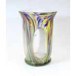 A large 20th century Murano style glass vase, having a flared rim to a tapering body and flattened