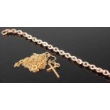 Assorted 9ct gold, to include small bracelet, finelink neck chains, cross pendant etc, gross