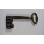 A large 19th century iron key, 27cm