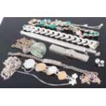 Assorted silver and white metal costume jewellery, to include bracelets, necklaces, pendants etc