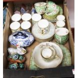A box of miscellaneous china, to include Victoria & Albert Museum William Morris collection coffee