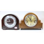 An Enfield Royal Art Deco walnut cased mantel clock, having a silvered dial with Arabic numerals and