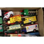Four boxes containing a collection of various diecast model vehicles to include Days Gone and Corgi