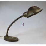 A mid-20th century industrial type adjustable desk lampCondition report: Nicely worn / tarnished