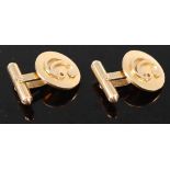 A pair of 9ct gold and gilt metal gent's cufflinks, gross weight 12g, gold content estimated as