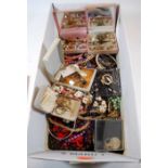 A large collection of miscellaneous costume jewellery, to include micro-mosaic pendants, paste set