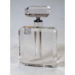 A large Art Deco style clear glass scent bottle and stopper, h.26cm