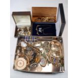 A collection of miscellaneous items, to include watch parts, costume jewellery, Suffolk Regiment cap