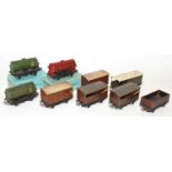 Nine Pre-WAR Hornby Dublo goods wagons (All P) and in need of restoration, to include NE Goods, 2x