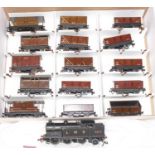 Hornby Dublo, LMS Goods Train, EDL7 LMS 0-6-2 Loco (VG) with 15 wagons, 3 high sided, 7 open, 2