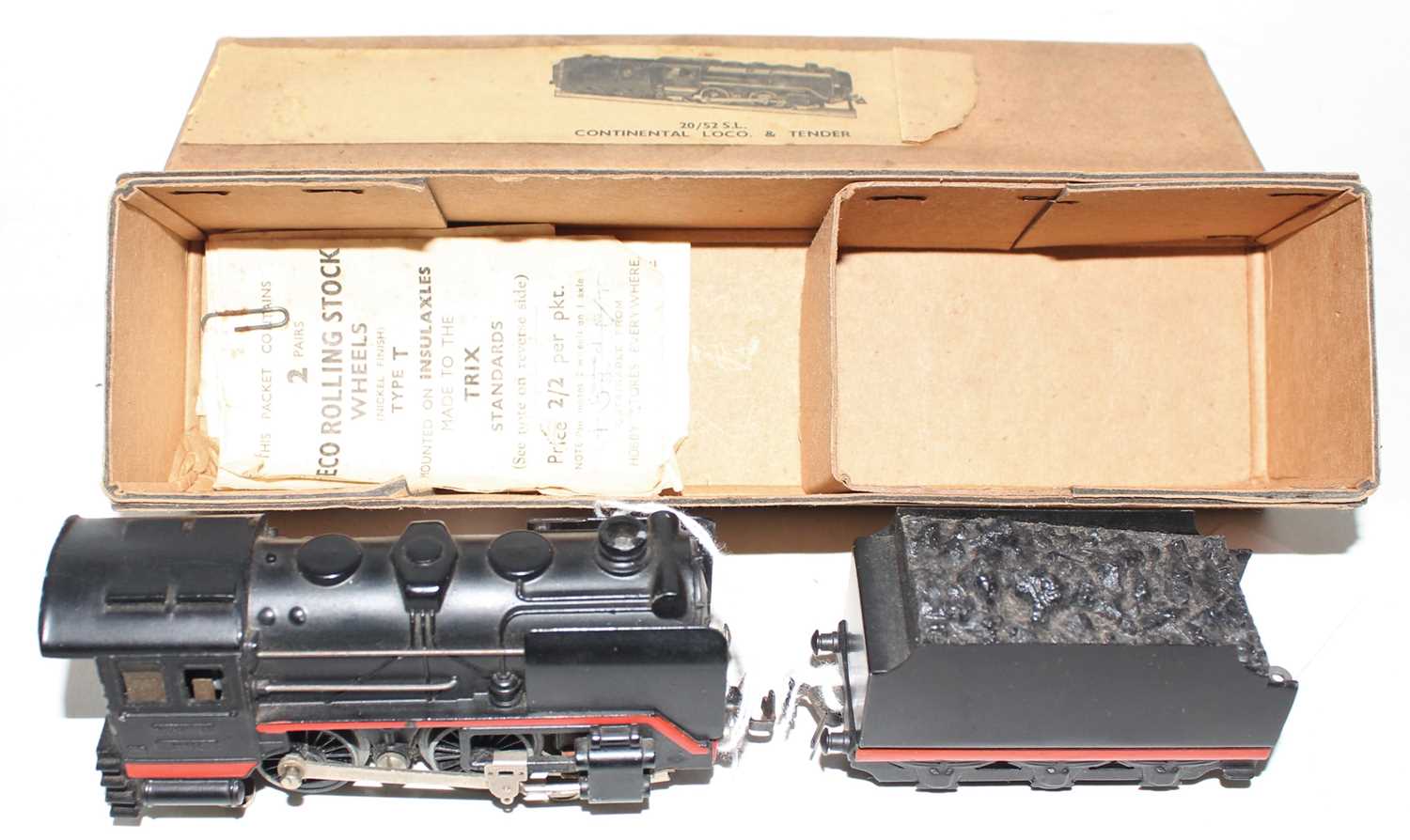 TTR Trix 20/52 S.L continental loco and tender 0-4-0 black with red footplate edges (E-BE), with - Image 2 of 4