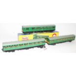 Hornby Dublo 3250/4150 and 4082 3-Rail EMU Green, Motor Coach (E-BE), 4150 Trailer, some marks to