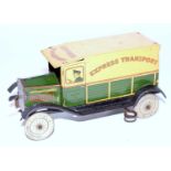 Wells O London Circa 1929 Tinplate and clockwork delivery van "Express Transport", fitted with