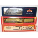 Three various boxed Bachmann and Hornby 00 gauge Class A4 locomotives to include a Hornby Silverlink