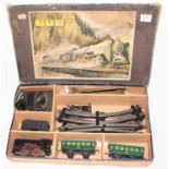 Karl Bub electric train set comprising 0-4-0 loco and tender (black with red wheels and valance),